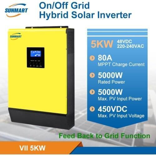 On Off Grid Hybrif Inverter 5KW 48V80A MPPT With 450V PV Input +Parallel Function