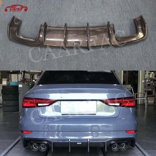 For S3 Carbon Fiber Rear Bumper Lip Diffuser for Audi A3 Sline S3 Sedan Not Standard bumper 2017 2018 2019 Bumper Guard Plate