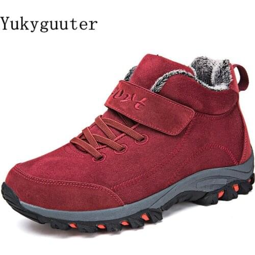 Woman Snow Boots Winter Warm Sport Non-slip Running Shoes Outdoor Couple Lightweight Athletic Sneakers Platform Hook & Loop