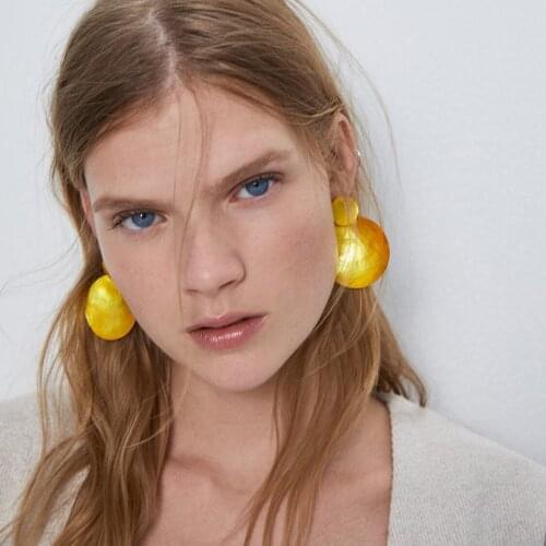 2020 Newest ZA Earrings Women Fashion Simple Faux Shell Round Earrings Female Statement Vintage Earrings For Women