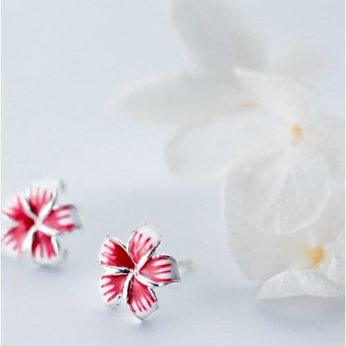 MloveAcc 925 Sterling Silver Modern Enamel Flower Stud Earrings for Women Fashion Silver Ear Jewelry Girl Gifts
