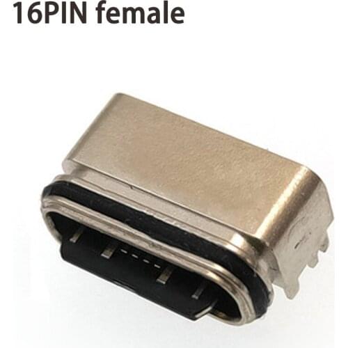 10pcs USB 3.1 Powder metallurgy Waterproof level IP7 TYPE-C 16 P Connector Female Port Jack Tail Plug Socket Electric Terminals