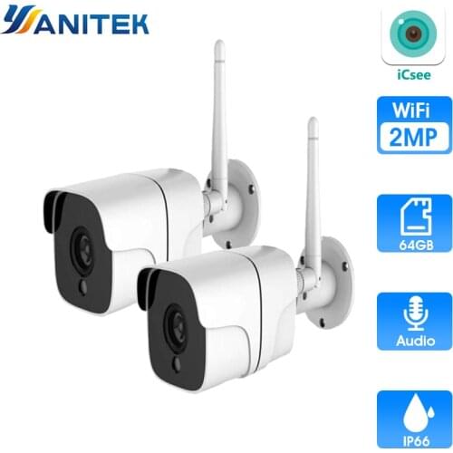 2PCS IP Camera Wifi 2MP Waterproof HD H.265 Security Camera Outdoor Wireless Night Vision Surveillance Bullet HD CCTV Camera