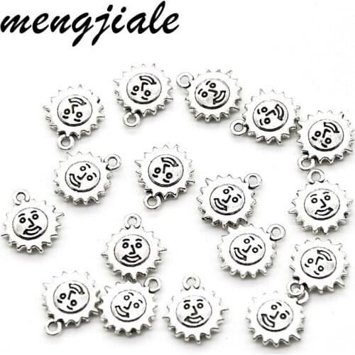 40pcs New style Double Sided Sun Charms Face Pendants fit DIY handmade Jewelry Necklace Bracelet Accessories 15*13mm