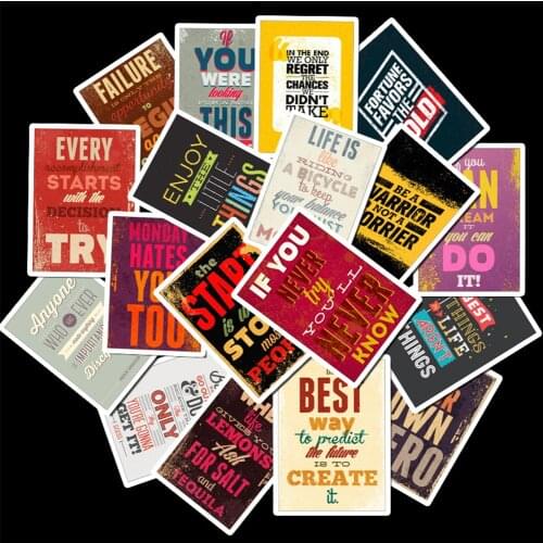 25pcs Inspirational Motto Poster Stickers For Laptop Skateboard Stationery Waterproof Adesivos Sticker Vintage Craft Supplies