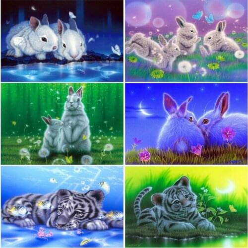 5D DIY Diamond Embroidery Cross Stitch Rabbit Dream picture Needlework Painting Home Decor Mosaic Diamond Painting HL194