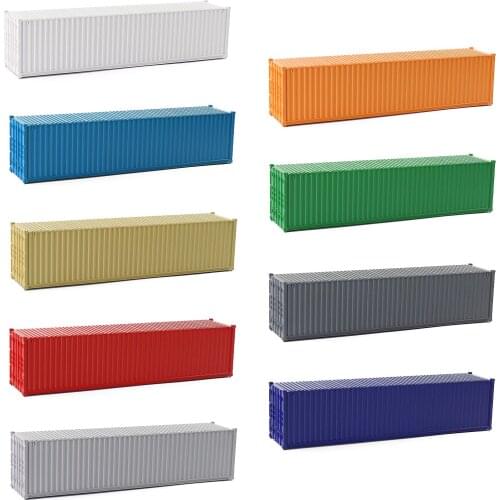 9pcs Different Colored HO Scale 1:87 20ft 40ft 45ft 48ft 53ft Blank Shipping Containers Freight Car Cargo Box Lot