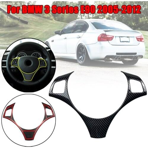 Carbon Fiber Car Steering Wheel Control Switch Button Trim Frame Stickers Interior Accessories For BMW 3 Series E90 2005-2012