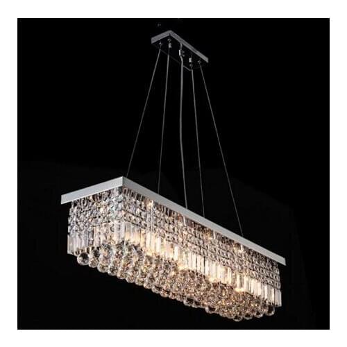 Black rectangular restaurant chandelier European led crystal chandelier modern simple restaurant lights creative bedroom lamps