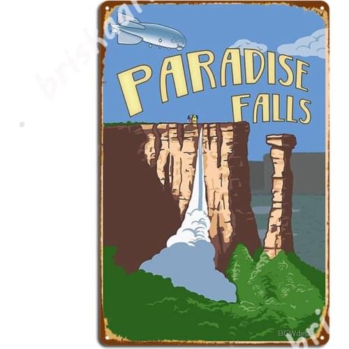 Paradise Falls Travel Poster Metal Signs Wall Cave Wall Decor Cinema Customize Tin sign Posters