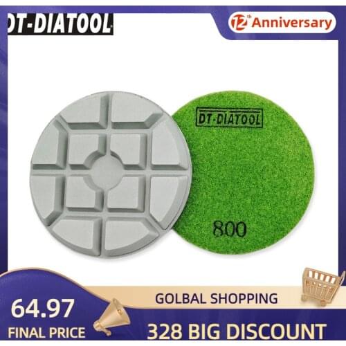 DT-DIATOOL 9pcs Dia 100mm/4inch Grit#800 Diamond Polishing Pads Resin Bond Concrete Sanding Discs For Repairing Concrete Floor