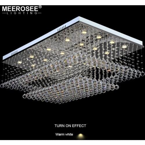 Good K9 Crystal Chandelier Light Fixture Rain Drop Rectangle Clear Crystal Ceiling Lustre de cristal for household Hotel Deco