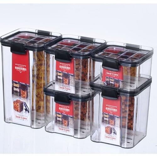 Food Storage Container Plastic Kitchen Refrigerator Noodle Box Multigrain Storage dried fruit Tank Transparent Sealed Cans set