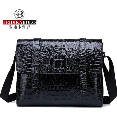 Alligator Pattern Leather Man Briefcase Messenger Bag Business Documents Mens Shoulder Bag Business Casual Crossbody Bag