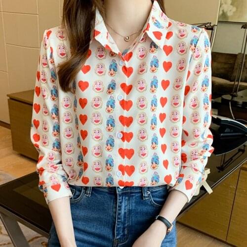Fashion print ladies shirts Womens Blouses 2021 Spring Autumn Long Sleeve Shirts Tops Blusas Mujer