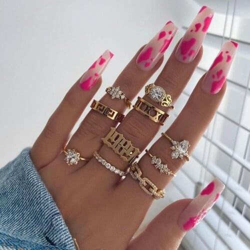 24pcs Spot Love Paint Long Stiletto Ballerina False Nails Wearable Artificial Fake Nails Press On Coffin Nails Manicure Tool