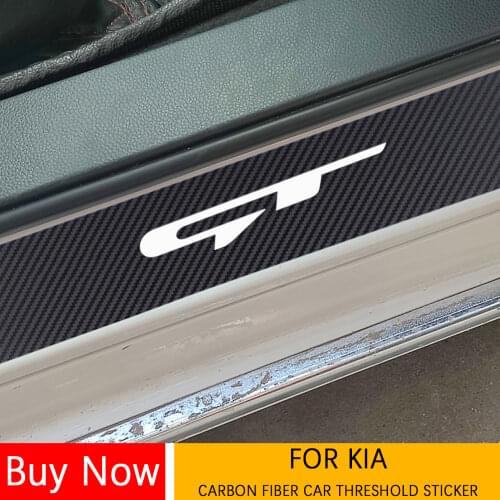 Carbon Fiber Car Door Threshold Pedal Scuff Plate Stickers For KIA SOLUTO SELTOS RIO PICANTO PEGAS NIRO MOHAVE Car Accessories