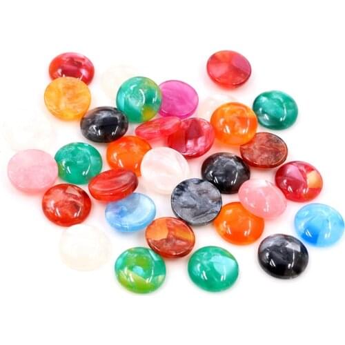 New Fashion 40pcs 10mm Mix Colors Built-in Shell Flat back Resin Cabochons Cameo-V6-33