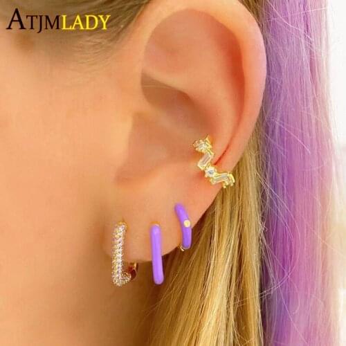 2021 New Gold Color Fashion Minimal Delicate Jewelry Micro Pave CZ Geometric Rectangle Tags Clear Cz Cluster Stud Earring