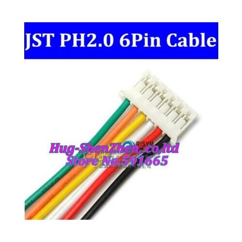 New JST 2.0mm PH2.0 PH 2.0 6pin PH-6p connector with cable 250mm wire 24AWG wire