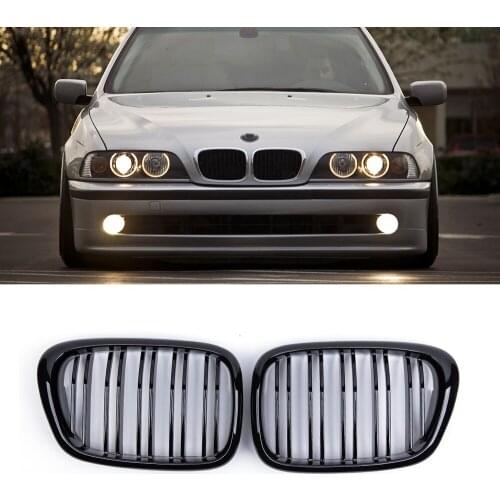 A Pair Car Front Grill Kidney Grille Racing Grills For BMW E39 M5 5 Series 520 525 528 1999-2003 Auto Accessories