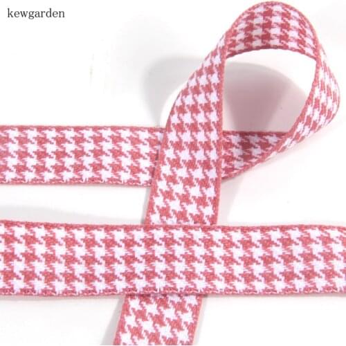 Kewgarden Linen Grid Ribbons 10mm 1" 1.5" DIY Bowknot Earrings Satin Ribbon Handmade Tape Accessories Packing Riband 20 Yards