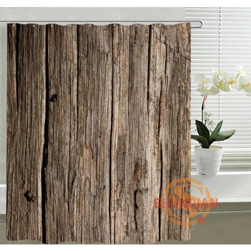 Custom Shower Curtain old wood Bath curtain Waterproof polyester Fabric Shower Curtain For Bathroom 60X72inch-72X79inch