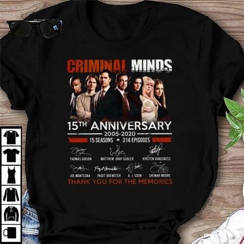 Criminal Minds 15th anniversary 2005 2020 15 seasons 314 episodes signatures thank you for the memories shirt