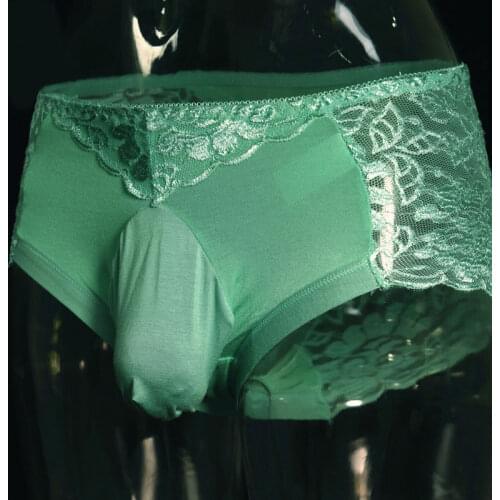 Sexy Men U Convex Pouch G-string Lace Sheer See Through Cock Socks Pouch Briefs Sexy Thong T-back Candy Color Plus Size F12