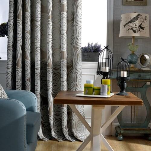 Curtains for Living Room Rose Blue Grey-Simple Modern High Precision Jacquard Curtain