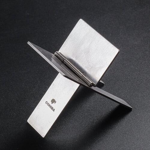 1Pc Stainless Steel Foldable Cigar Holder Cohiba Silver Ashtray Display Stand Rack Smoking Accessories