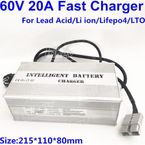 60V 20A Smart Charger 16S 67.2V li ion 20S 73V lifepo4 for lithium ion lipo Lifepo4 Lead acid batterys