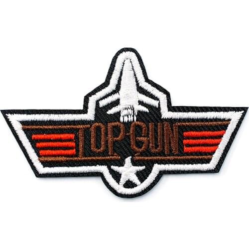 TOP GUN (Size:4.4X7.0cm) DIY Badges Patch Embroidered Applique Sewing Label Clothes Stickers Apparel Accessories Badge