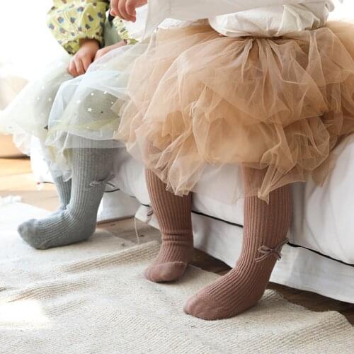 Spring tights for girls pantyhose girl tights kids toddler girl tights flannel bow girl tights Solid color knitting tights