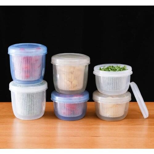 High-Quality Double-Layer Storage Box Food Storage Fresh-Keeping Taste-Proof Drain Box Fruit Storage Box