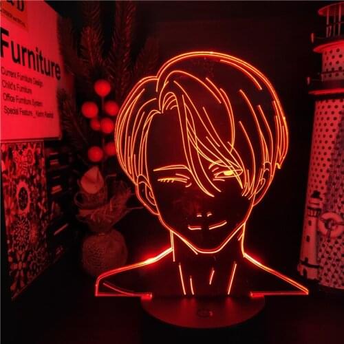 Yuri on Ice Victor Nikiforov 3D Visual Light Anime LED Night Light Lamp 7 Color Changing Table Lamp Bedroom Decor Lampara Gift