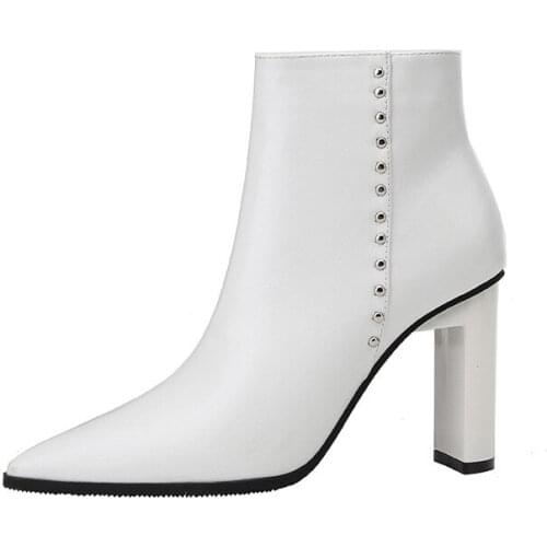 Women Sexy Luxury Boots Europe Pointed High-heeled Boots Nightclub Was Thin And Thick Side Zipper And Bare Shoes
