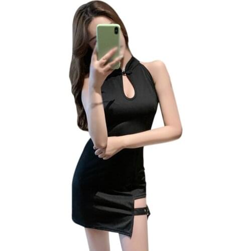 Sexy Retro Women Slim Dress Cheongsam Irregular Summer Sleeveless Vestidos Night Dresses