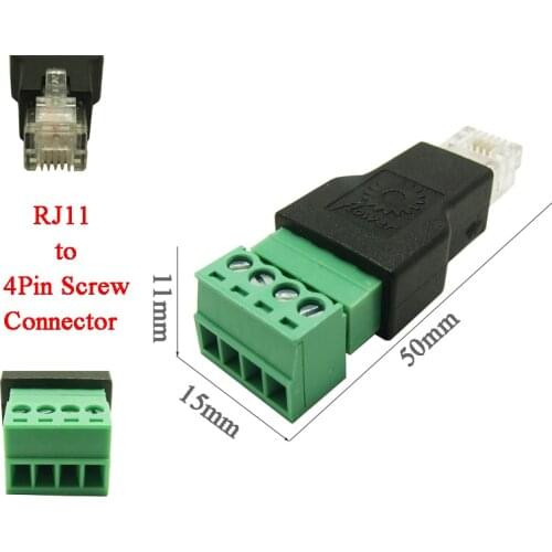 1Pc RJ11 to Screw Terminal Adaptor RJ11 Male to 4 Pin connector RJ11 splitter for CCTV DVR CCTV accessory