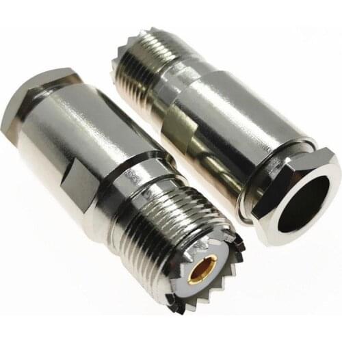 2PCS UHF female SO239 jack RF coaxial connector crimping RG8 LMR400 RG213 RG214 50-7 cable straight silver-plated adapter