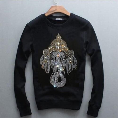 2021 Autumn And Winter Best Selling Fashion Casual High Quality Elephant Rhinestone Hoodie Joker Comfortable Sweatshirt