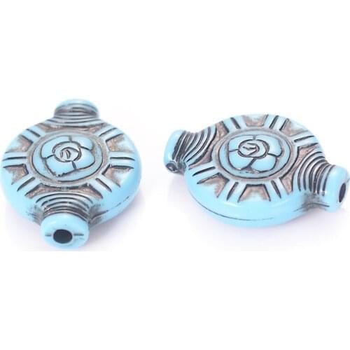 250 Pcs/Lot 24*18*7 MM Fluted Corrugated Acrylic Stripe Flat Round Antique Design Beads For Diy Jewelry Making Accessories