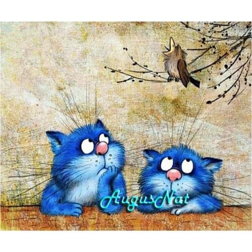 5d diy full drill diamond painting blue cats resin beads pictures crystal painting with diamond wall art decor craft stitcker