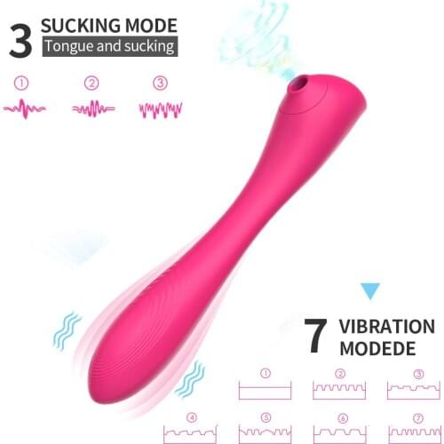 7 Vibe + 7 Sucking Toys Vibrator Powerful Clitoris Sucker Blowjob Tongue Stimulator Nipple Vagina Pussy Pump Sex Toys for Women