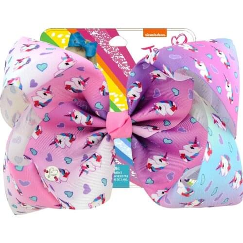 8" Jojo Siwa Hair Bows Glitter Cute Hair Clip Kids Unicorn Hairgrips Flower Fashion Hairpin Party Hair Accessories for Girls