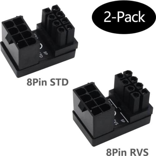 ATX 8-Pin Female to 8 pin Male 180 Degree Power Adapter for PC Graphics Card Desktop Computer Power Accessories