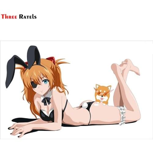 Three Ratels F389 Animal Ears Ass Bikini Bunny Asuka Shikinami Langley Girl Sticker For Car Trunk Cover Decal Decor