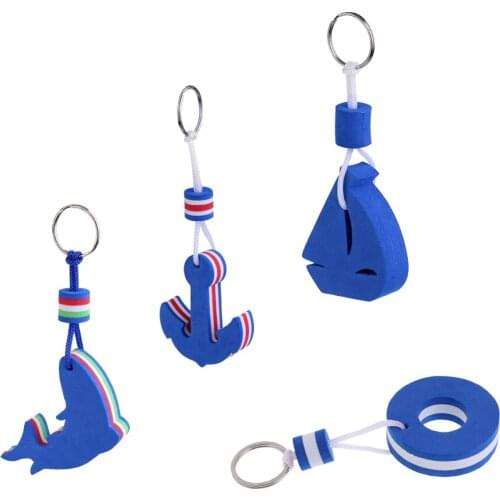 4pcs Boating Sailing Floating Key Chain Boat Float Marine Keys Ring Holder Buoyant Solid Compressed Foam Floating Key Rings