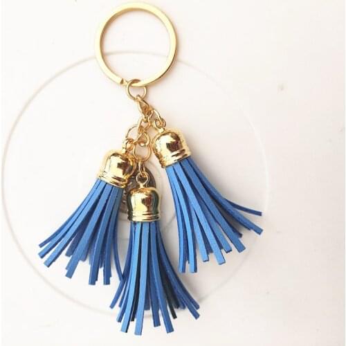 12 pcs/lot 3 Leather Tassel Key Chain Morning Glory Key Chain Car Key Ring Women Arts Crafts Bag Charming Pendant Key Holder