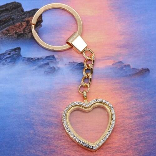 Exquisite inlay advanced CZ rhinestone heart-shaped keychain can be opened small box can put DIY small jewelry fashion love keyc